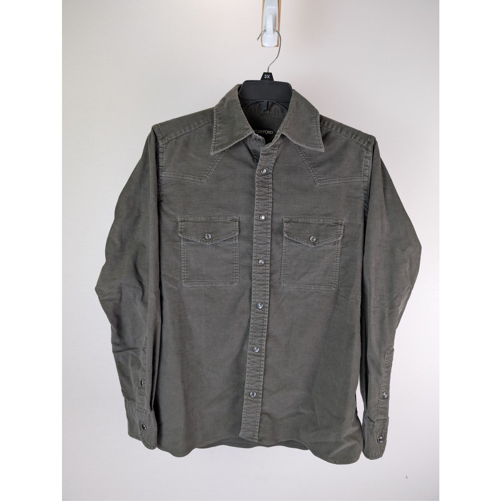 Tom Ford o1rshd1 CC20 Corduroy Western Button up Shirt in Grey Size US M / EU 48-50 / 2 - 8 Thumbnail