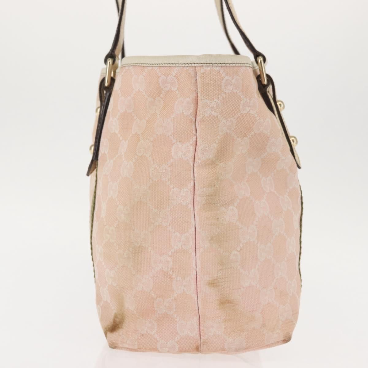 Gucci GUCCI GG Canvas Sherry Line Tote Bag Pink Gold Khaki Size ONE SIZE - 4 Thumbnail