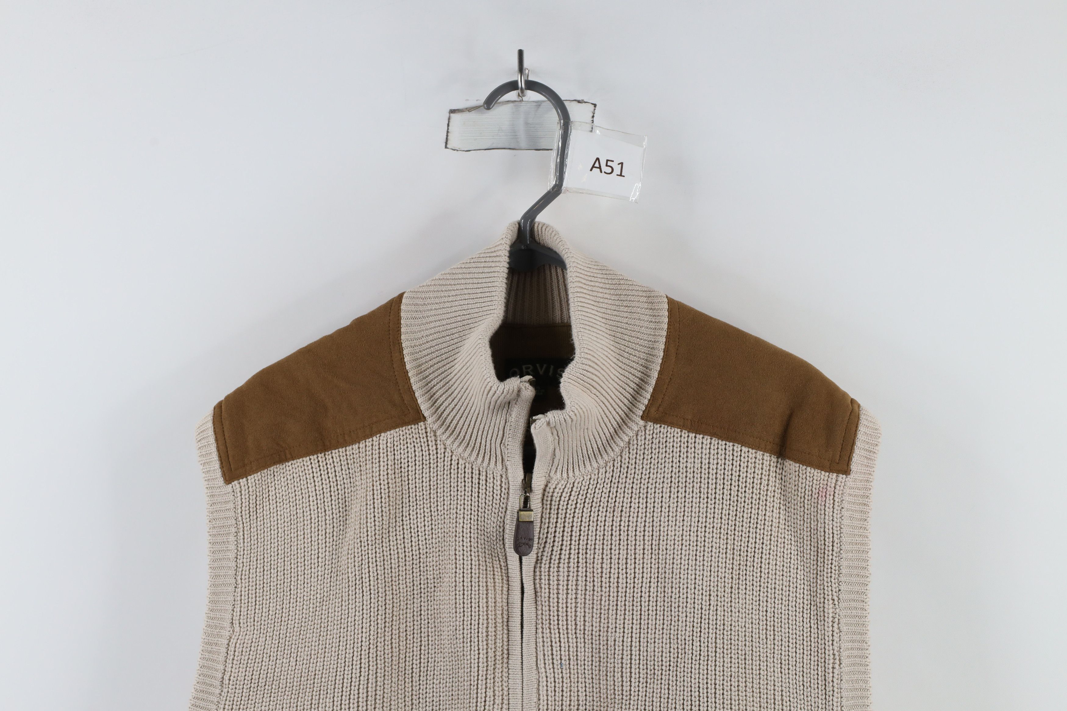 Orvis × Vintage Vintage Orvis Suede Trim Ribbed Knit Sweater Vest Jacket Size US XXL / EU 58 / 5 - 2 Thumbnail