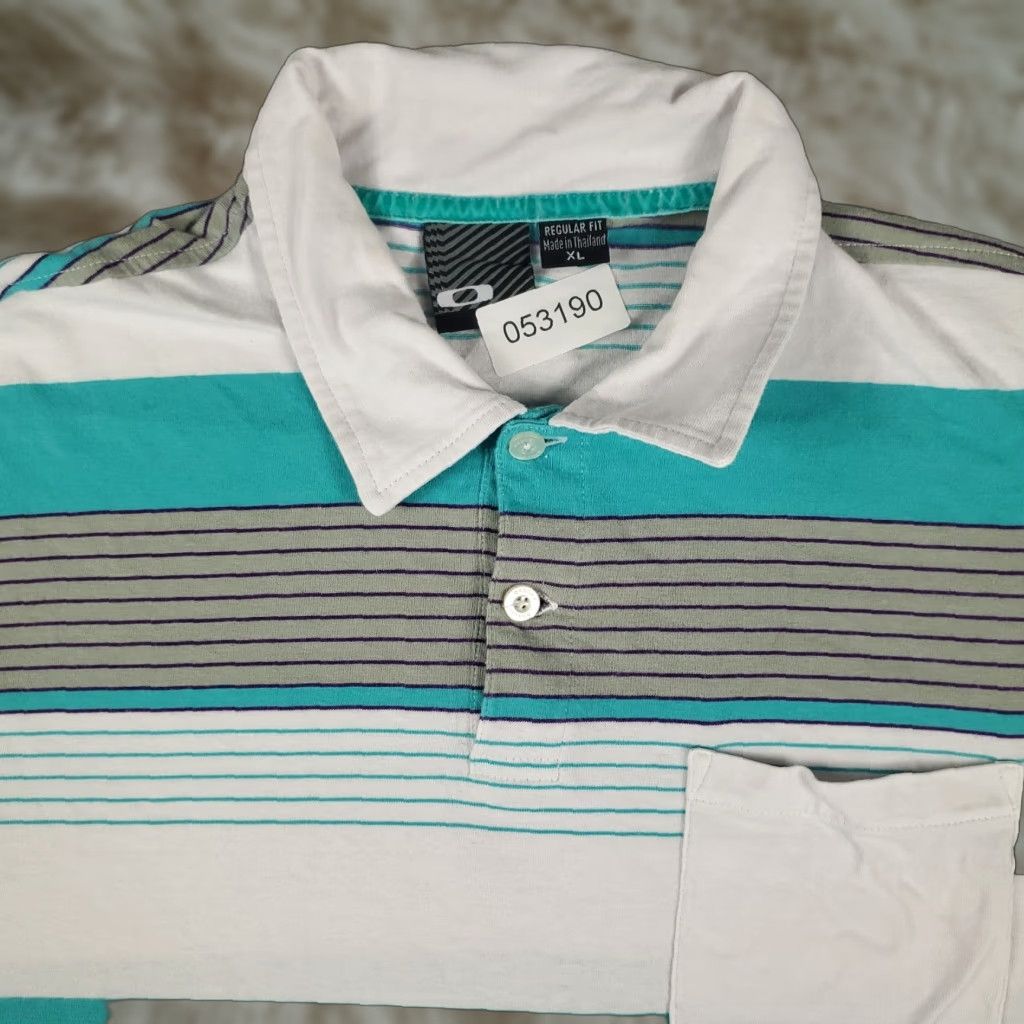Oakley Oakley Polo Shirt Mens XL White Striped Cotton Golf Casual Short Sleeve Polo Shirt XL White Oakley Logo Mens Size US XL / EU 56 / 4 - 1 Thumbnail