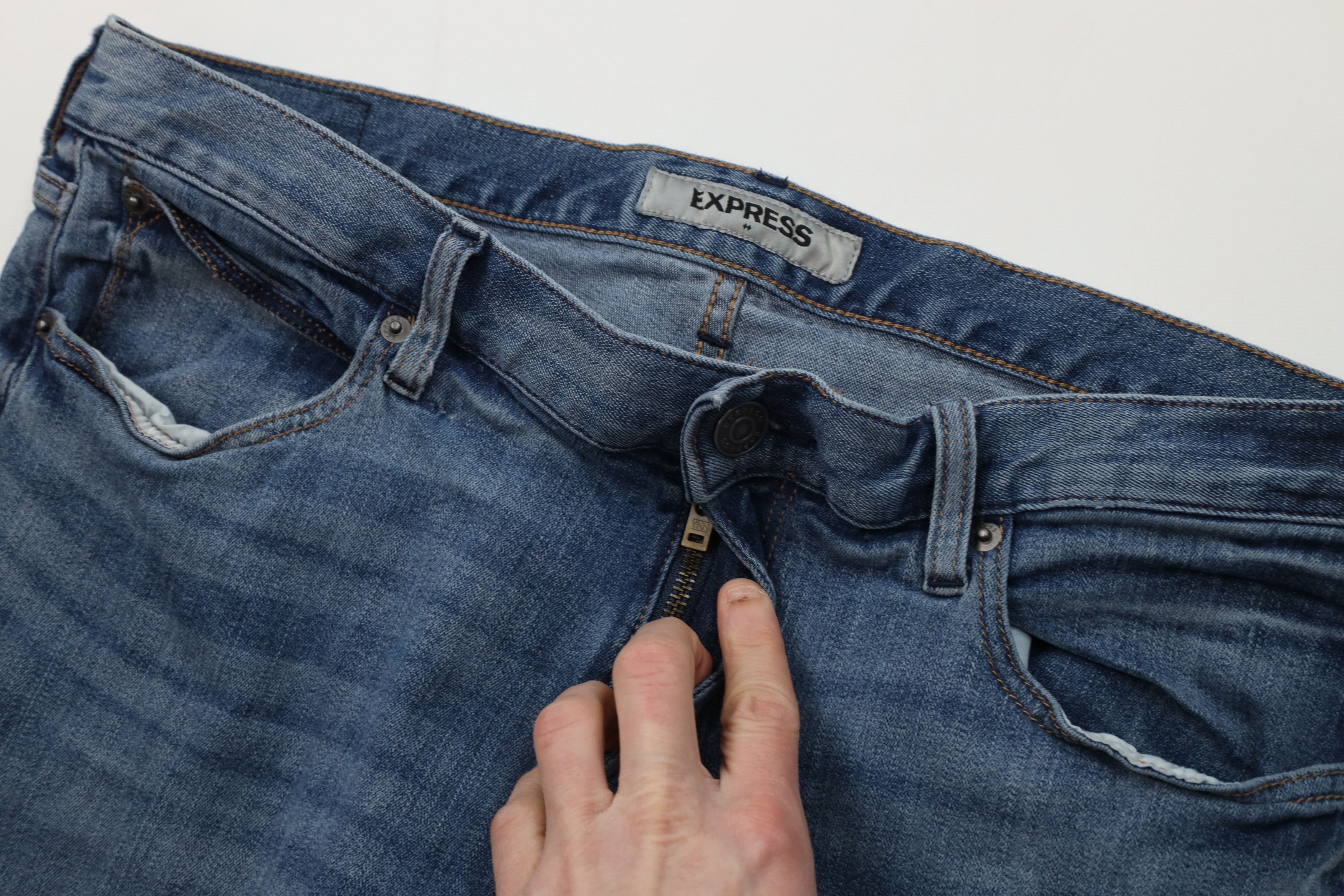 Express Express Slim Fit Skinny Leg Moto Motorcycle Denim Jeans Blue Size US 34 / EU 50 - 7 Thumbnail