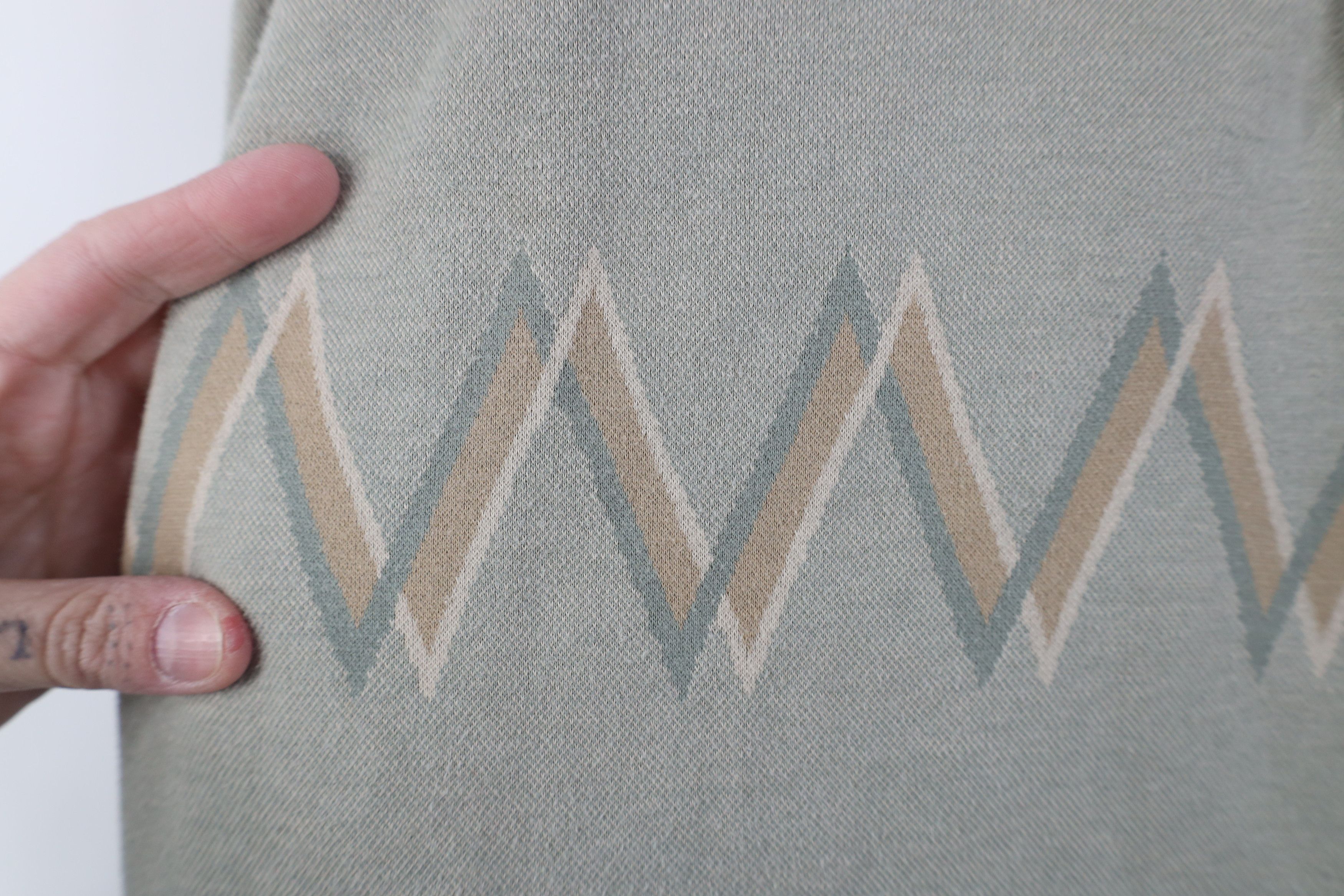 Vintage Vintage 90s Streetwear Zig Zag Heavy Long Sleeve Polo Shirt Size US XL / EU 56 / 4 - 9 Thumbnail