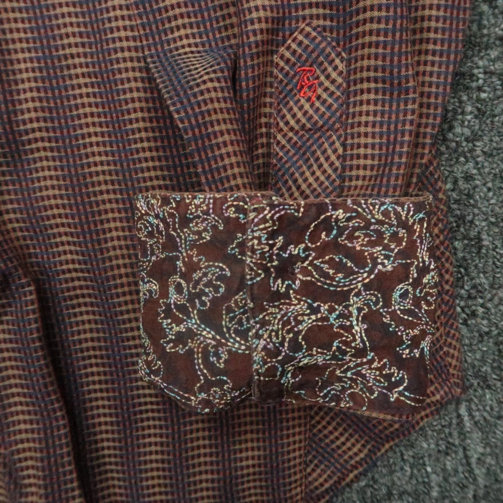 Robert Graham Robert Graham Shirt Men XL Brown Geometric Long Sleeve Button-Up with Contrasting Trim Vintage? No. Size US XL / EU 56 / 4 - 5 Thumbnail