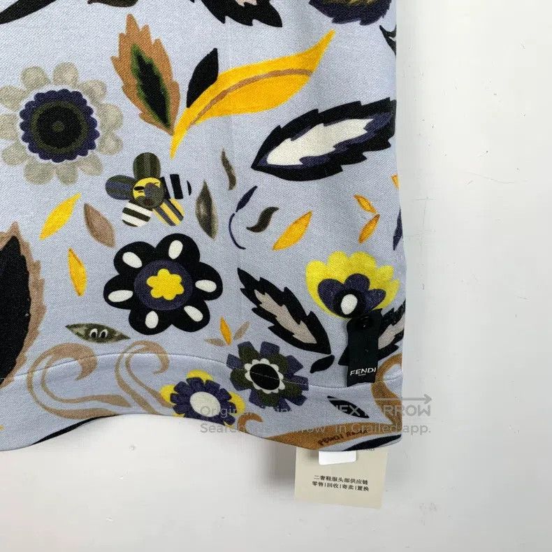 Fendi Fendi Blue Floral Full-Print Cotton Round Neck Short Sleev Size M / US 6-8 / IT 42-44 - 4 Thumbnail