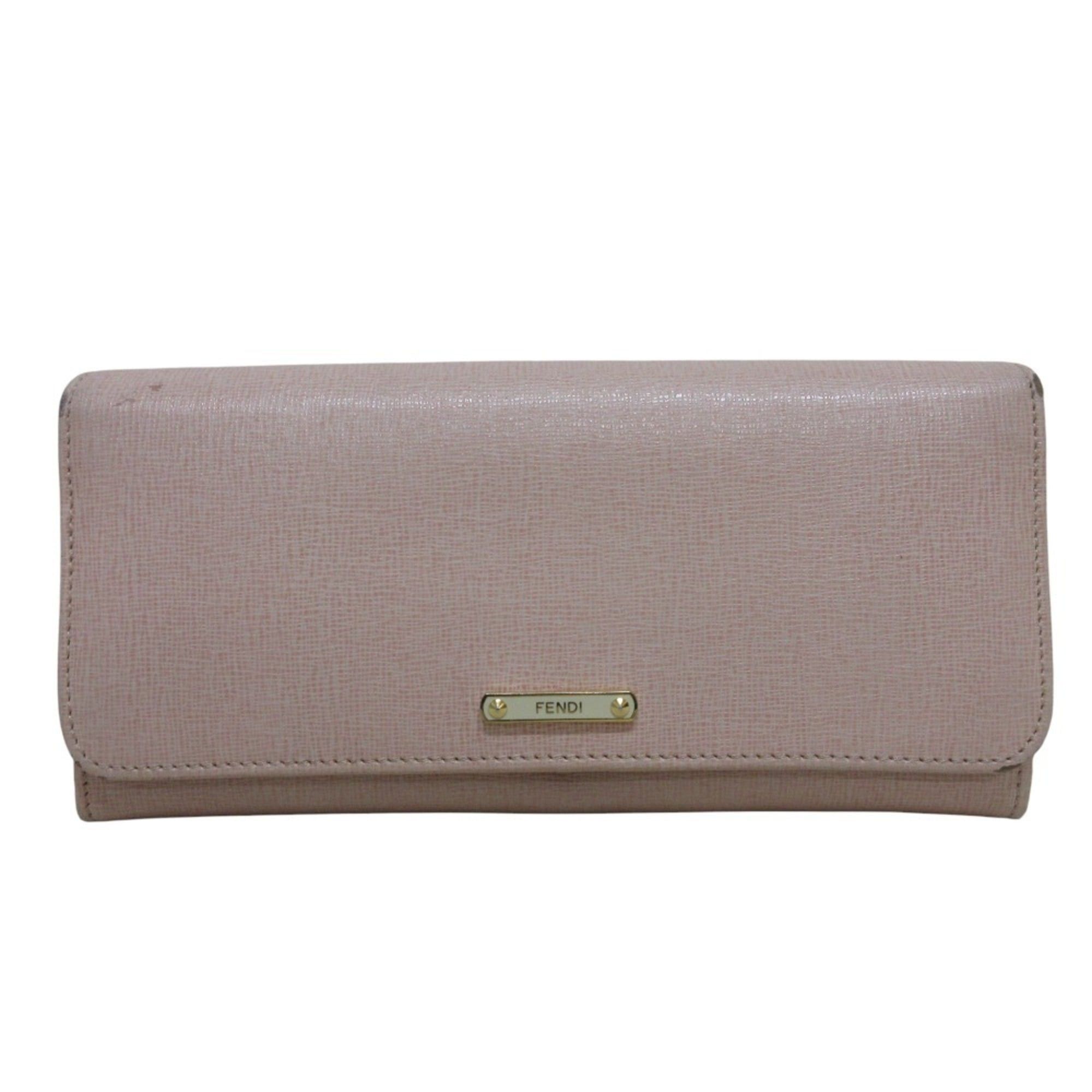 Fendi FENDI Leather Logo Plate Bifold Long Wallet 8M0251-00F09 FONDK Pink Women's Size ONE SIZE - 1 Thumbnail