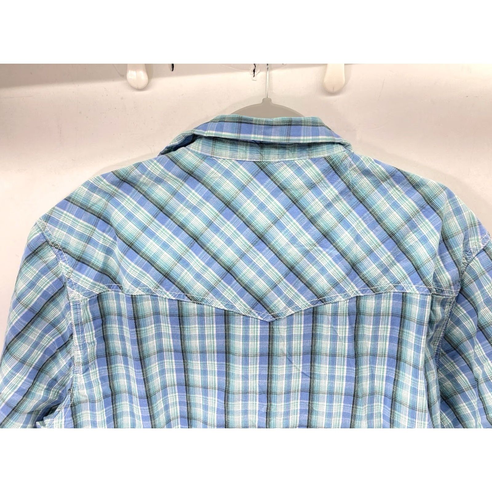 Wrangler VINTAGE Wrangler 20X Pearl Snap Western Shirt Men XL Blue Plaid Short Sleeve Rodeo Mens Size US XL / EU 56 / 4 - 7 Thumbnail