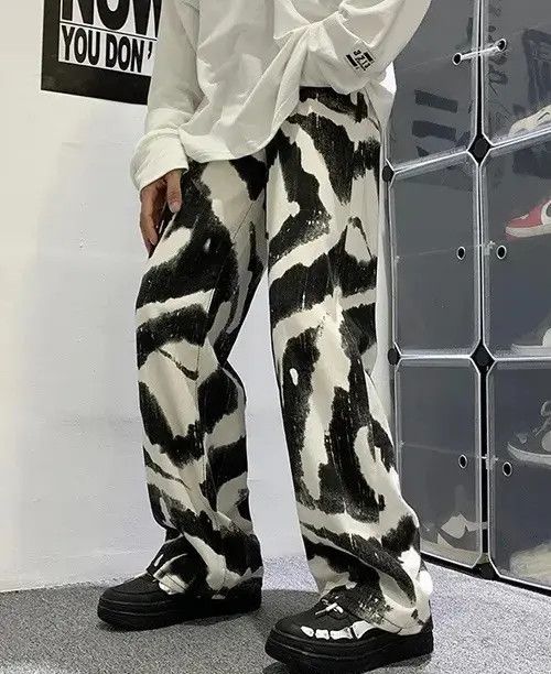 Blue Black Tie-dye Baggy Jeans