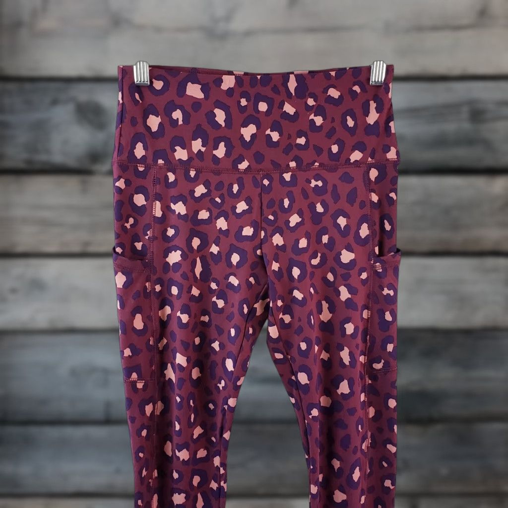 Vintage Wild Fable Womens High Rise Leggings Sz S Purple Pink Animal Print Pockets Size 28" / US 6 / IT 42 - 1 Thumbnail