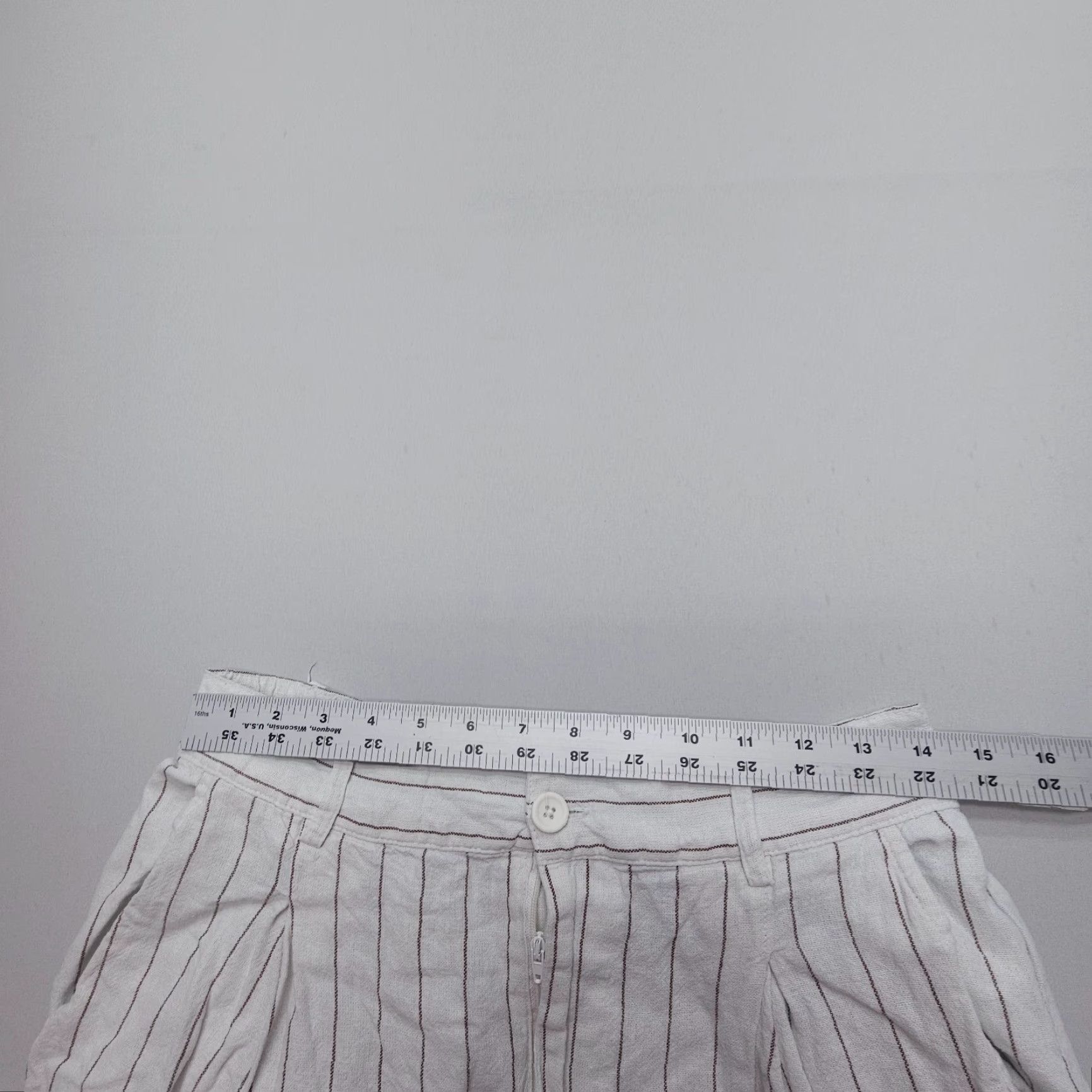 Urban Outfitters Urban Outfitters High Rise Pleated Pants Striped Linen Blend Wide-Leg Women L Regular White Bohemian 90s? Size 36" / US 14 / IT 50 - 7 Thumbnail