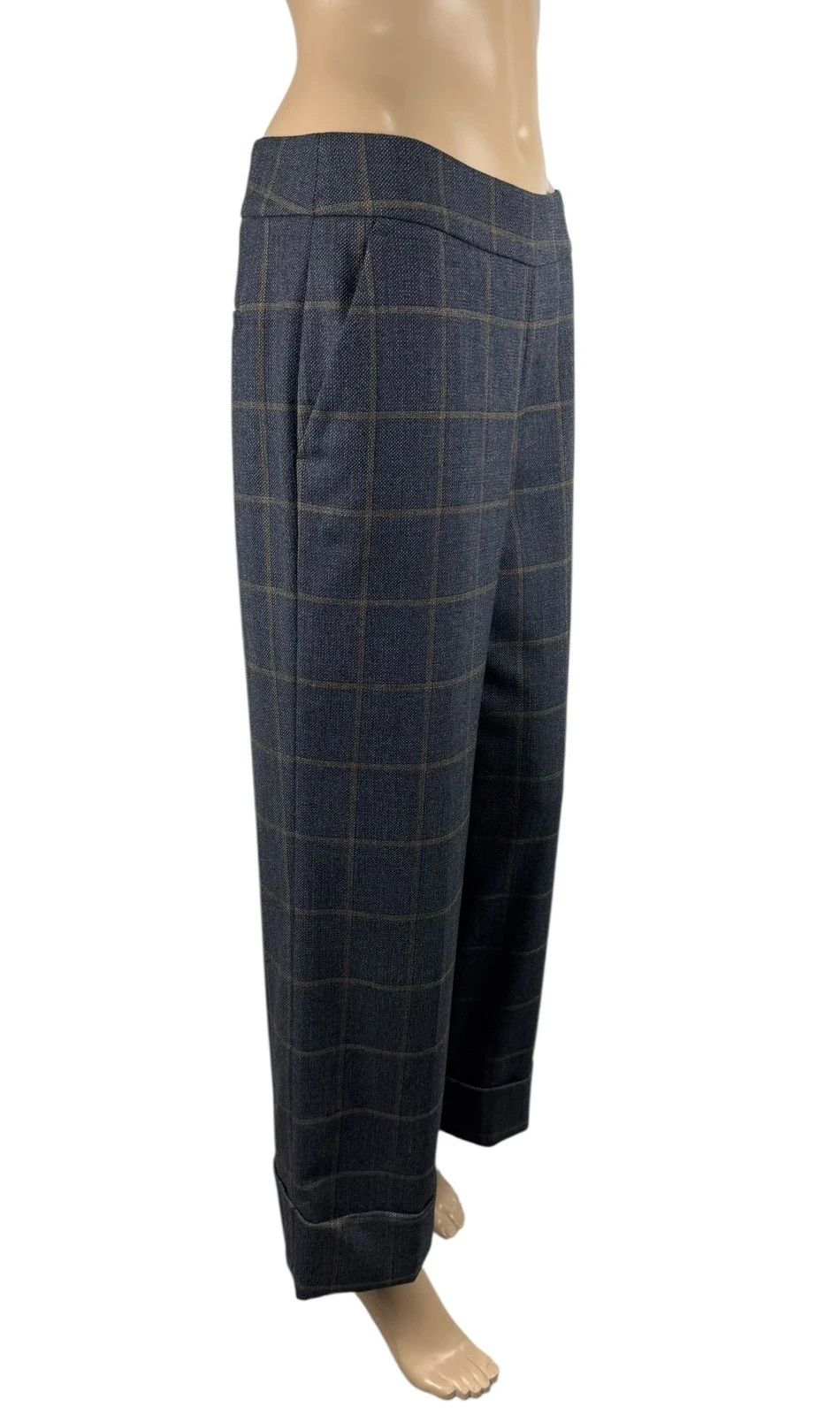Peserico Peserico Wool Wide Leg Pants Crop Plaid size 42 Size 28" / US 6 / IT 42 - 3 Thumbnail