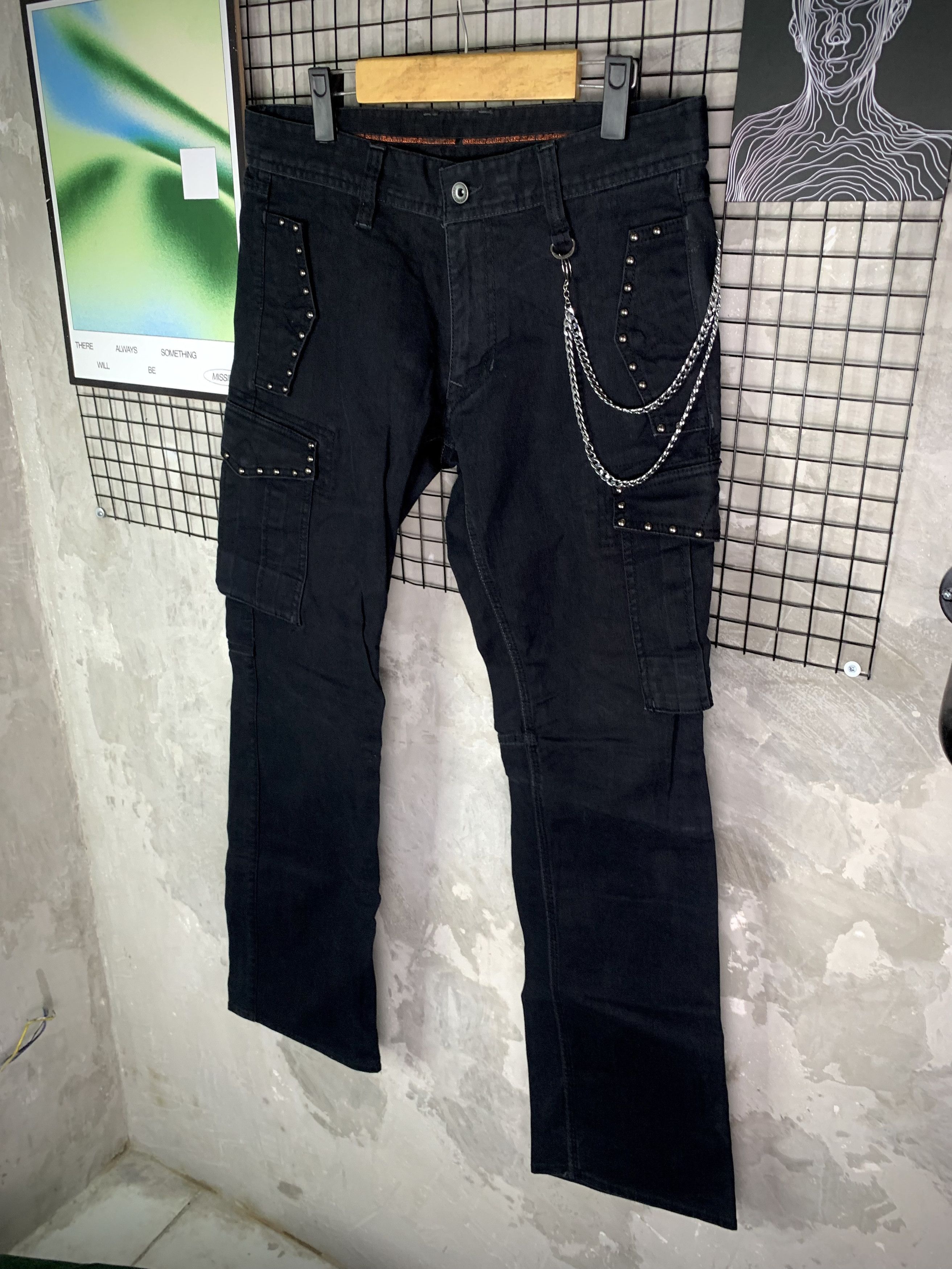 Nicole Club Nicole Club For Men Black Studded Punk Gothic Cargo Pant Size US 32 / EU 48 - 2 Thumbnail