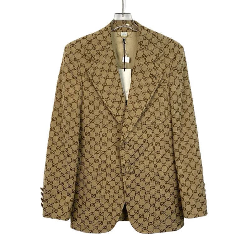 Gucci Gucci Brown logo printed full-printed cotton suit jacket 25 Size US S / EU 44-46 / 1 - 1 Thumbnail