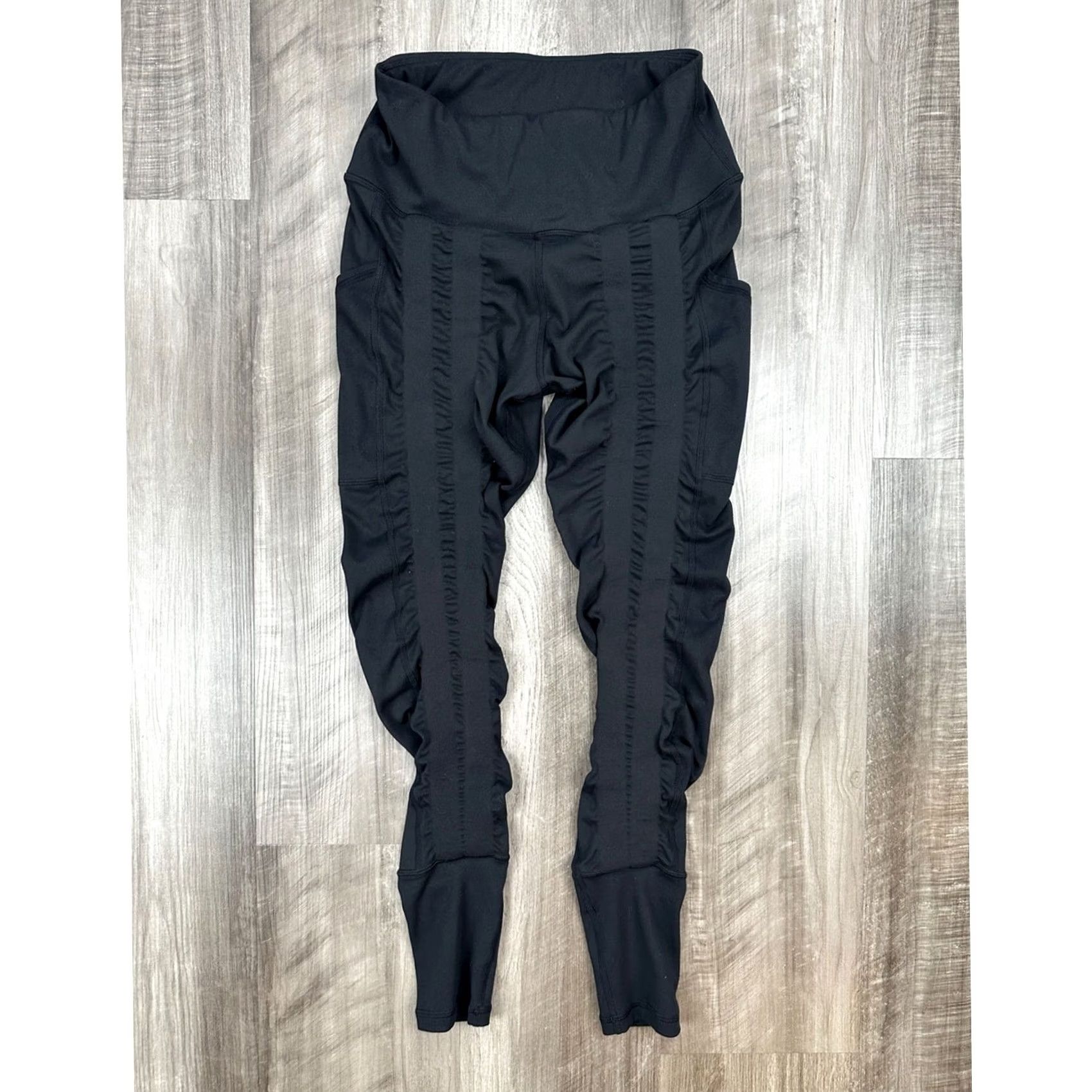 Vintage Sweetflexx High Rise Pockets Full Length Resistance Leggings Black Women 6 Regular Stretch Compression XS? Size 28" / US 6 / IT 42 - 2 Thumbnail