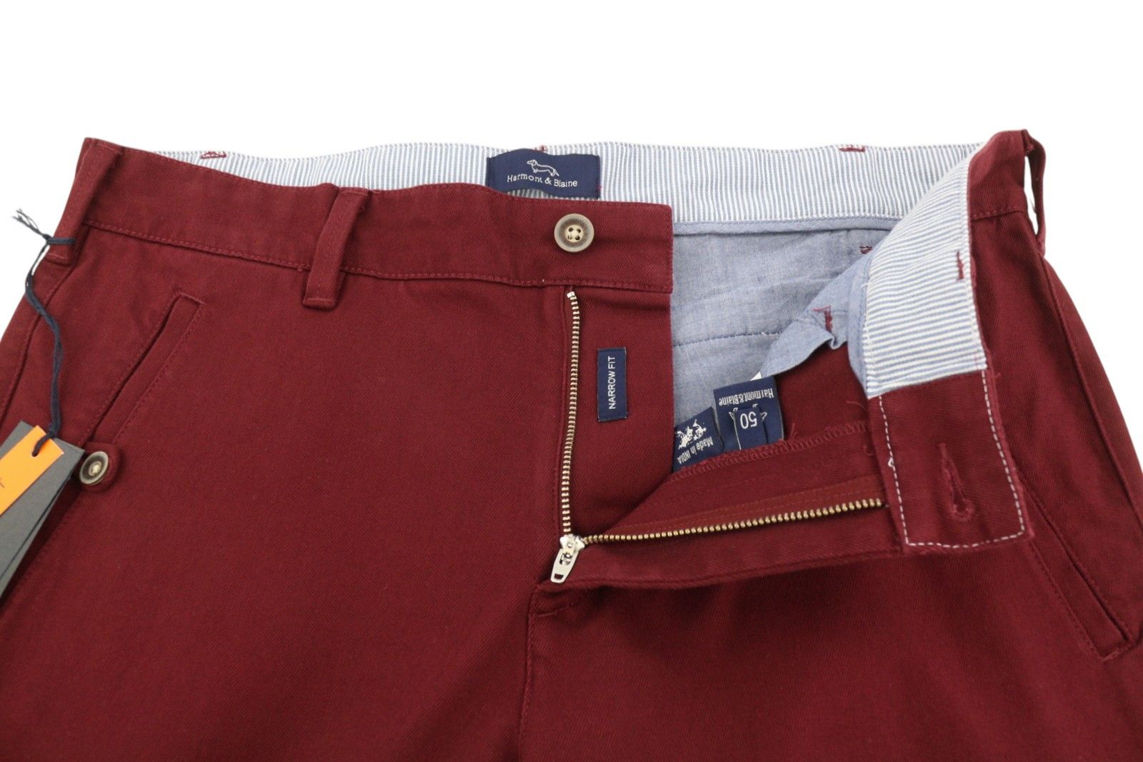 Harmont & Blaine 50 W36 Burgundy Narrow Zip Fly Chino Trousers 89121 Size US 36 / EU 52 - 5 Thumbnail