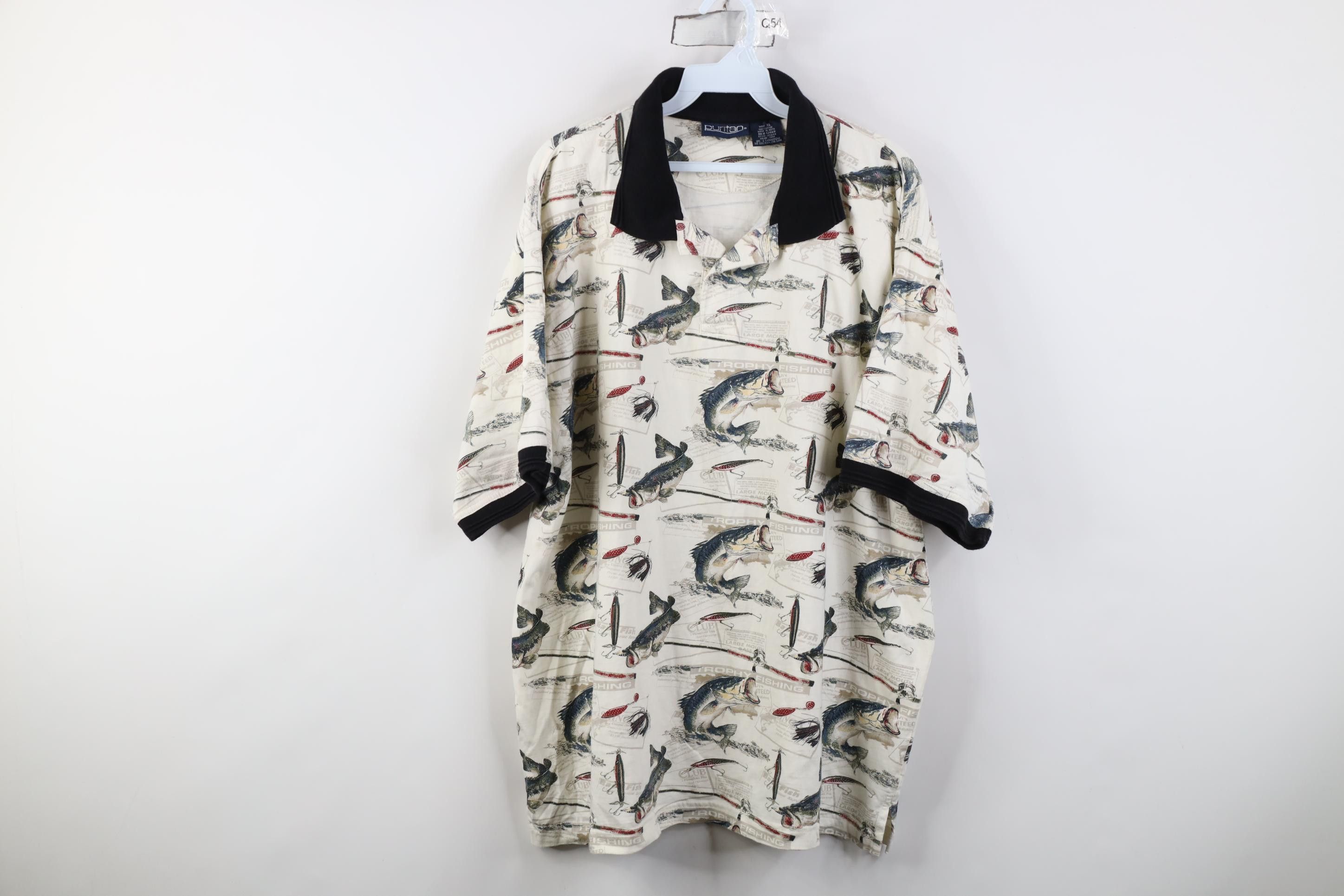Vintage Vintage 90s Streetwear Over Print Collared Golf Polo Shirt Size US XL / EU 56 / 4 - 1 Thumbnail