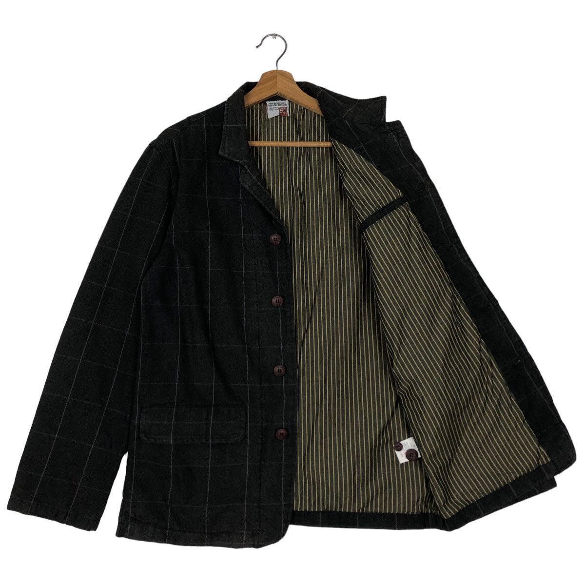 Issey Miyake 🔥90’s Striped Chore Jacket Double Breast Jungle Storm Japan Size US M / EU 48-50 / 2 - 9 Thumbnail
