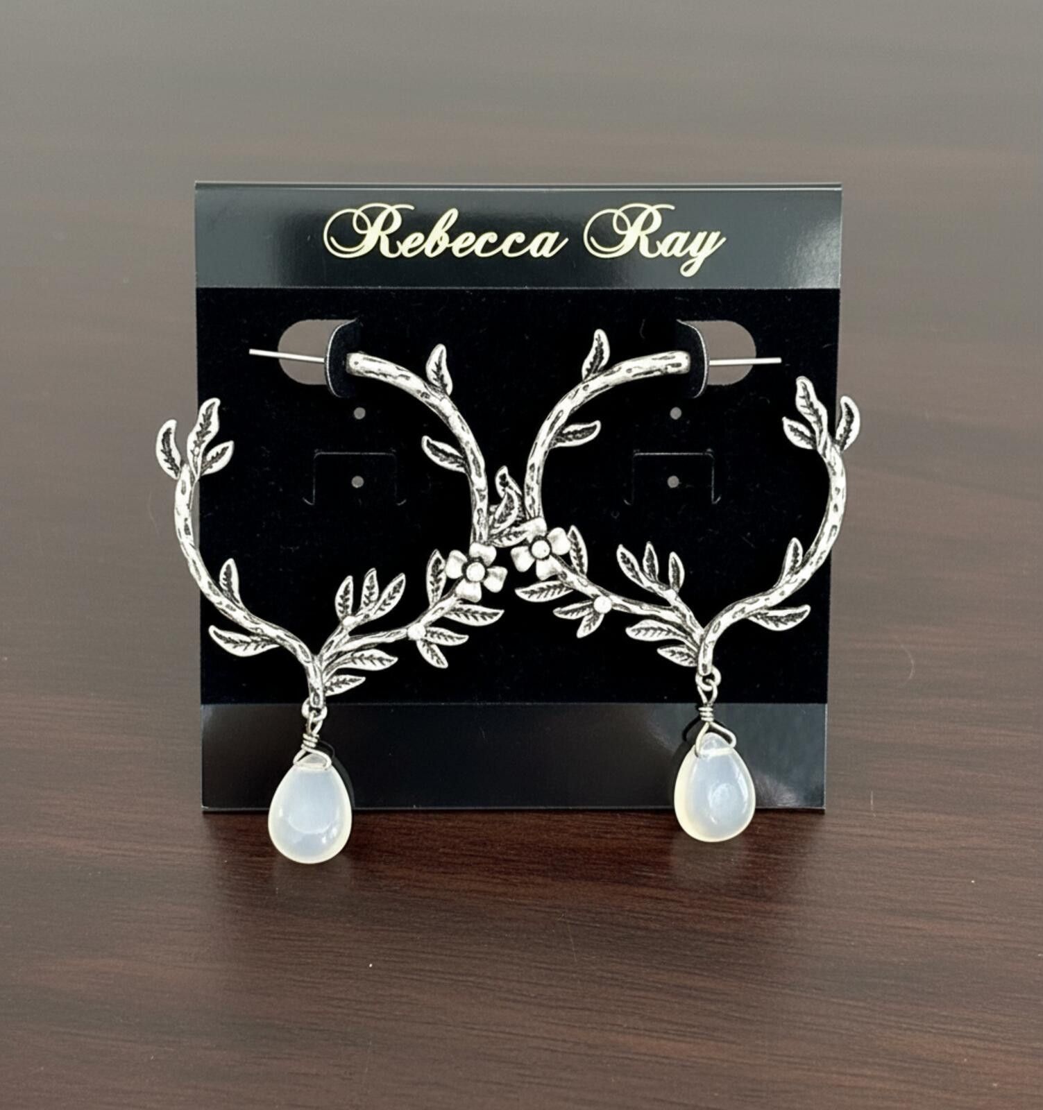 Other Silver Hoop Flower Earrings with Crystal Drop Size ONE SIZE - 1 Preview