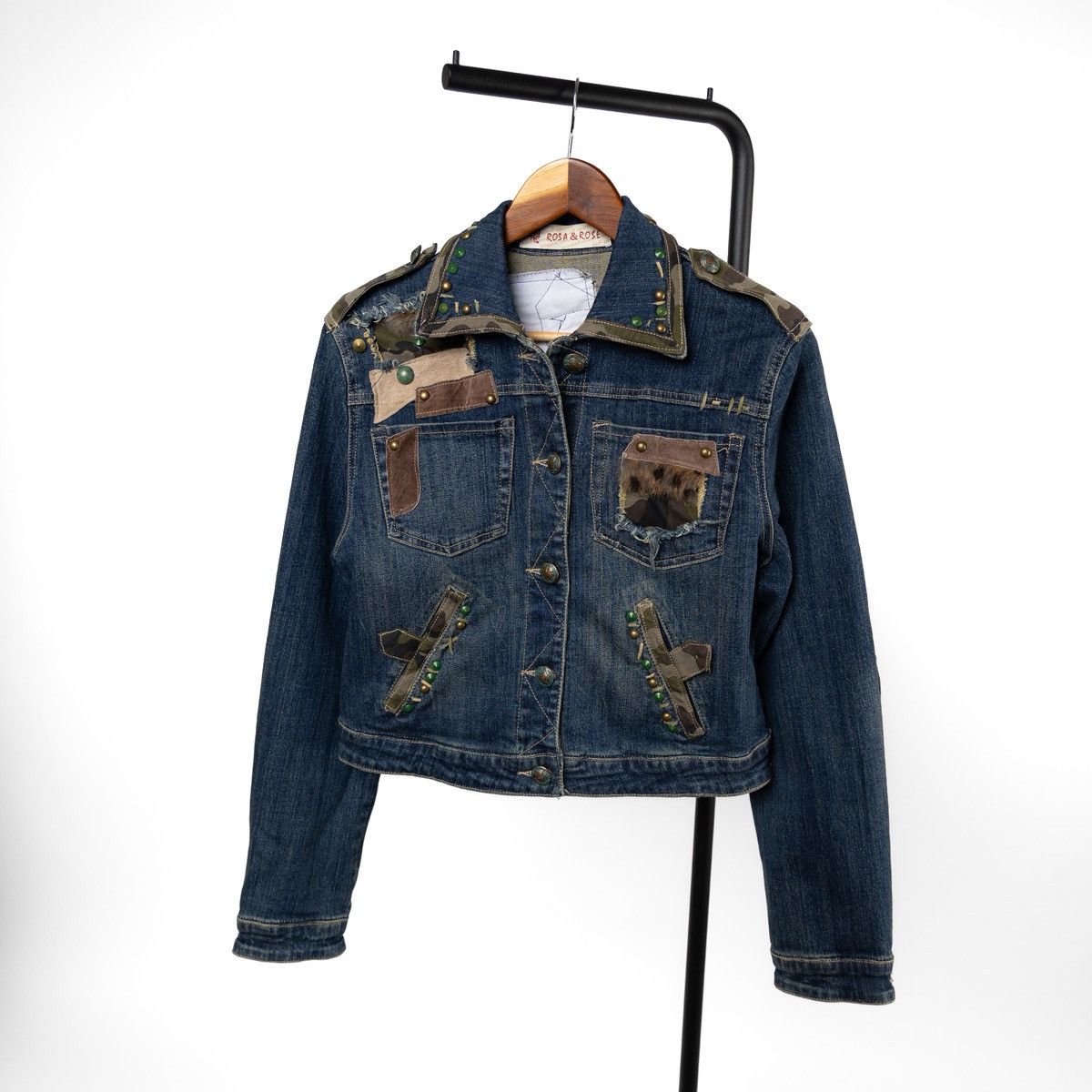 Vintage Rosa & Rose Vintage Denim Jacket Blue Embellished Patchwork Size XL / US 12-14 / IT 48-50 - 1 Thumbnail