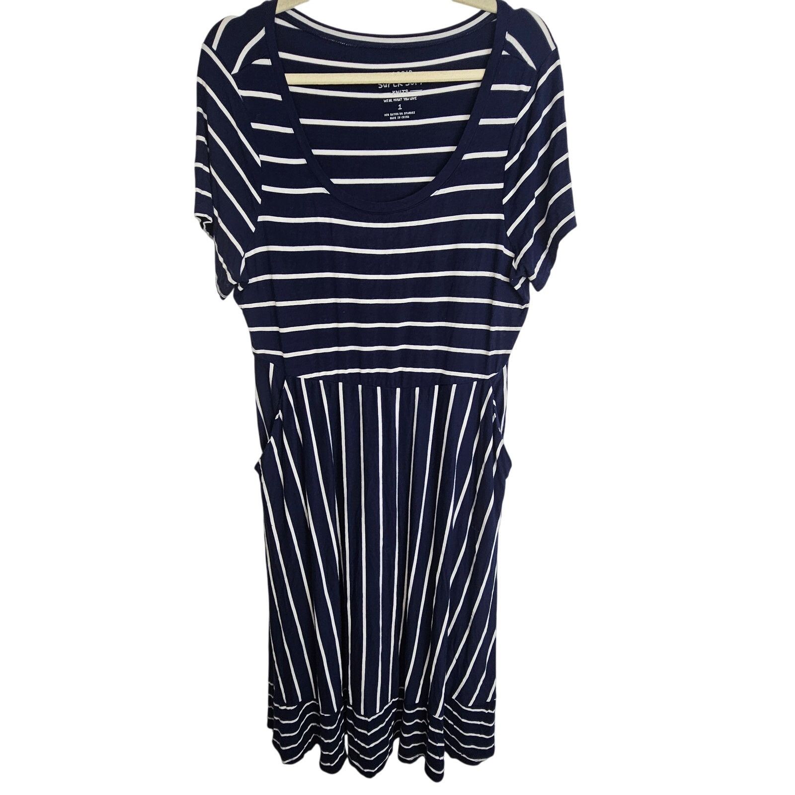 Torrid Torrid Super Soft Striped Midi Dress Plus Size 1X Stretch Size XXL / US 16-18 / IT 52-54 - 2 Thumbnail