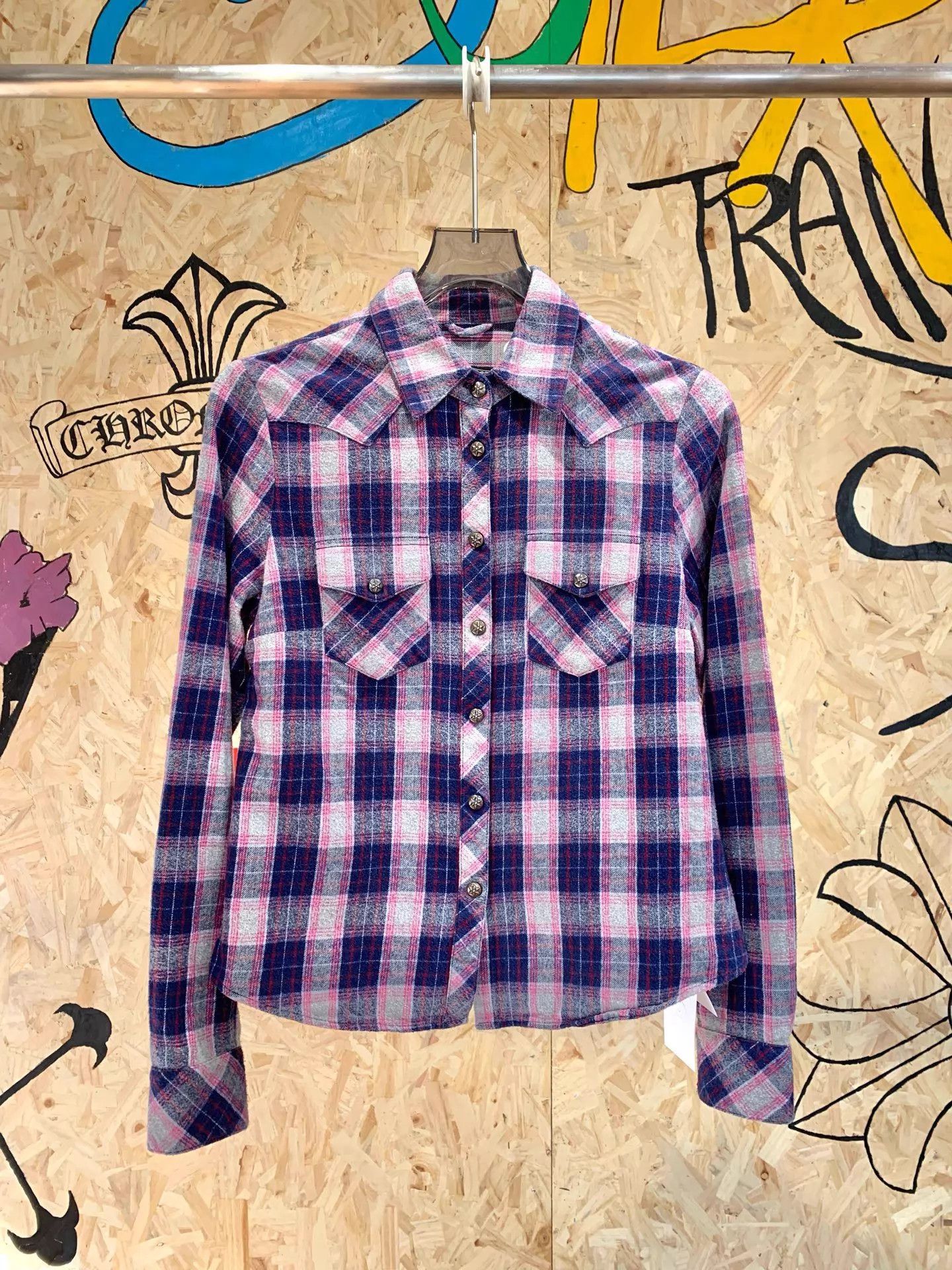 Chrome Hearts Chrome Hearts Purple Plaid Leather Cuff M Jacket Size M / US 6-8 / IT 42-44 - 1 Thumbnail