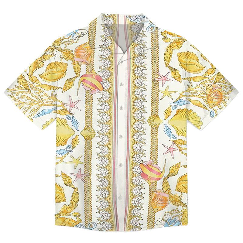 The Unbranded Brand Barocco Shirt, Baroque Print Short Sleeve Button Down Size US S / EU 44-46 / 1 - 5 Thumbnail