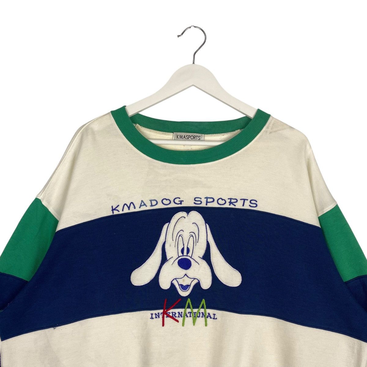 Designer × Vintage Vintage Kma Sports Crewneck Sweatshirt White/Navy Blue Size US L / EU 52-54 / 3 - 4 Thumbnail