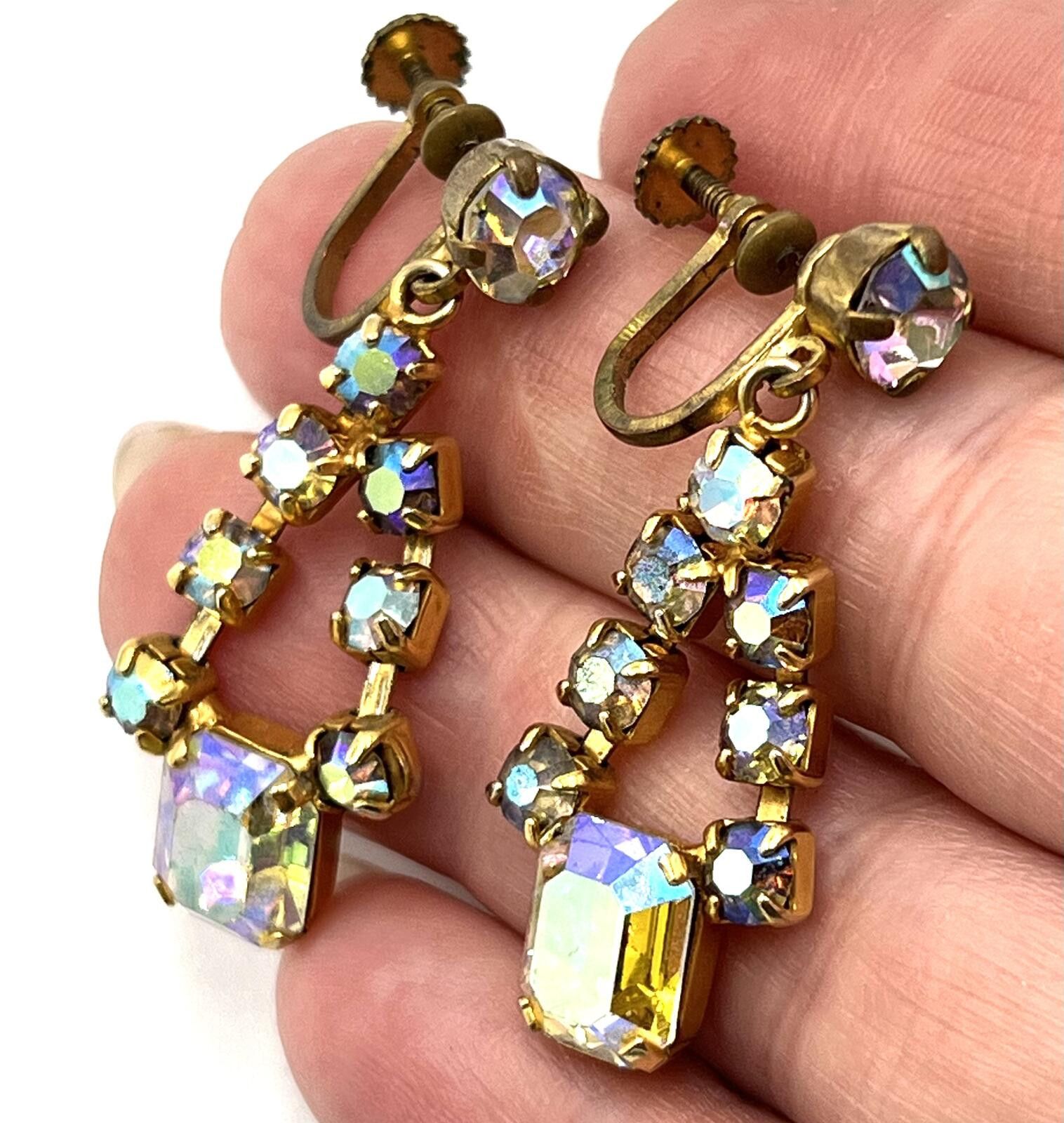 Other Austrian Aurora Borealis Rhinestone Dangle Earrings Size ONE SIZE - 3 Thumbnail
