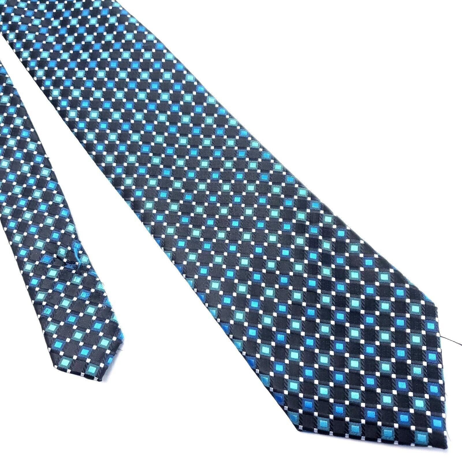 Alexander Julian Alexander Julian Colours Silk Tie Woven Black Teal Geometric Size ONE SIZE - 1 Thumbnail