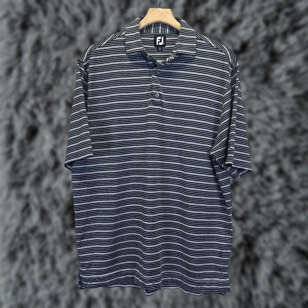 Footjoy FootJoy Performance Polo Shirt L Mens Black Grey Striped Golf Short Sleeve Collared Polo Size US L / EU 52-54 / 3 - 1 Thumbnail