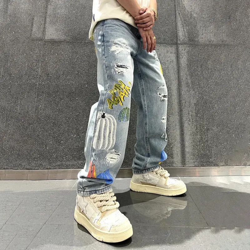 Japanese Brand × Jean Retro loose straight leg spliced jeans Size US 32 / EU 48 - 3 Thumbnail