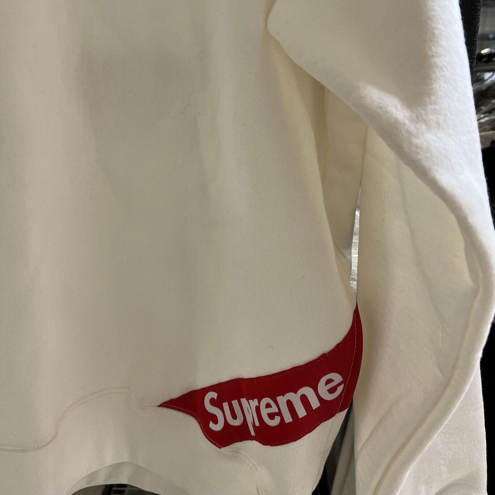 SUPREME CORNER LABEL HOODED SWEATSHIRT WHITE XL SS18 HOODIE