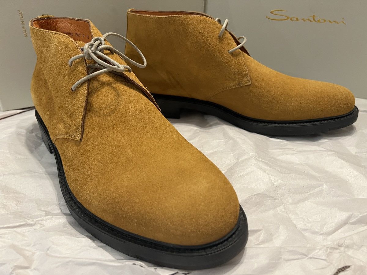 image of Santoni Chukka Tan Suede Boots 10 Size Santoni, Men's