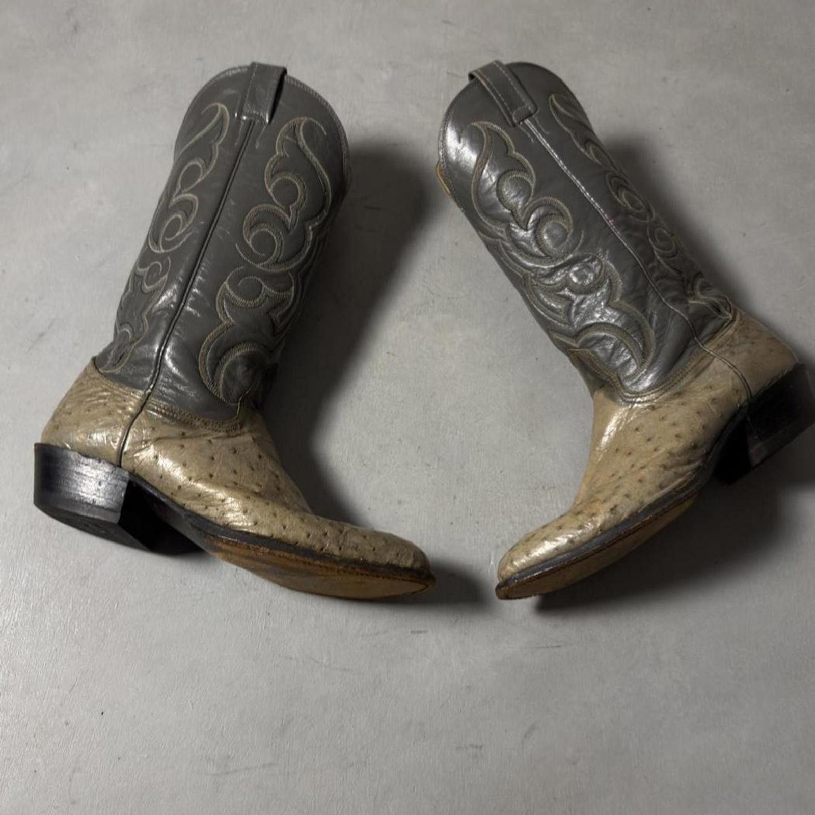 Acme Clothing Vintage Nocona Ostrich Leather Cowboy Boots WesternRodeo Size US 9.5 / EU 42-43 - 3 Thumbnail