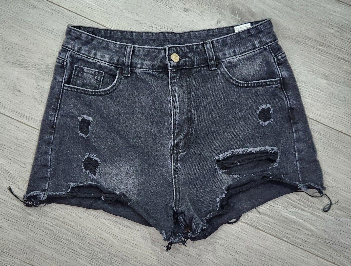 Shein Shein Shorts Large Black Jean Cut Off Distressed High Waist Size 36" / US 14 / IT 50 - 1 Thumbnail