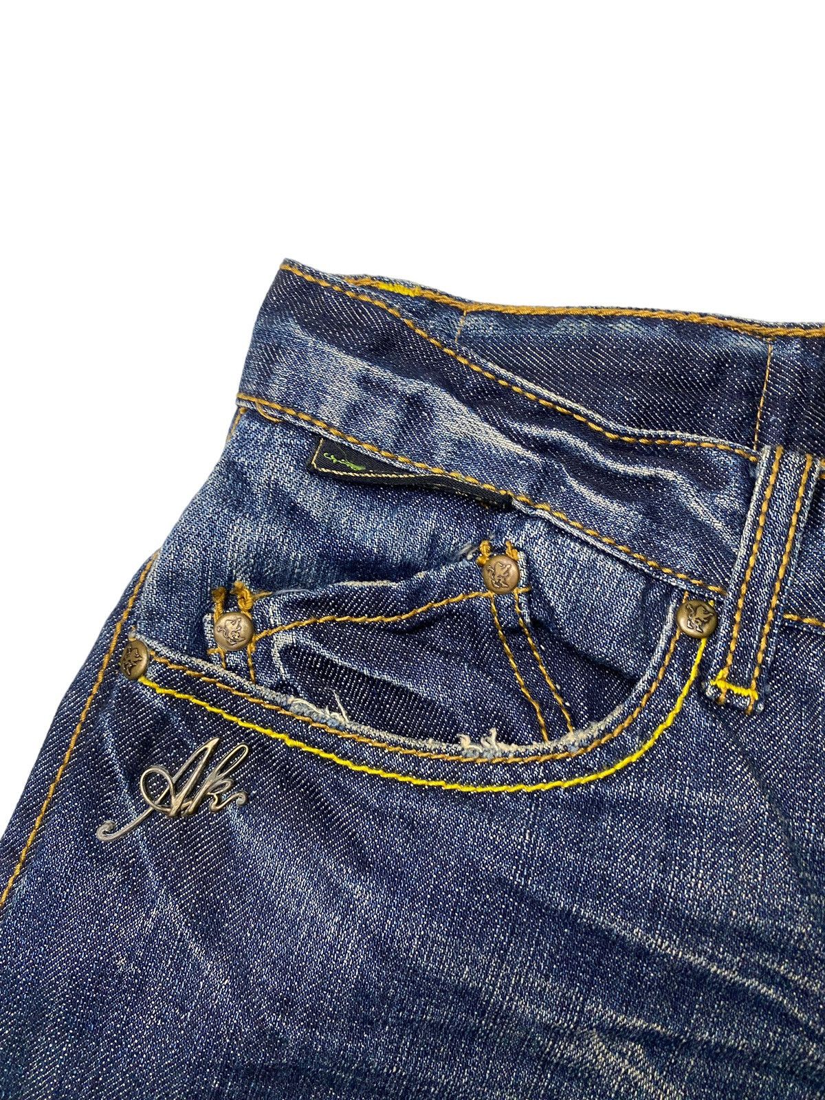 If Six Was Nine 2000's Akademiks Flared Tribal Seawash Jeans Size US 34 / EU 50 - 7 Thumbnail