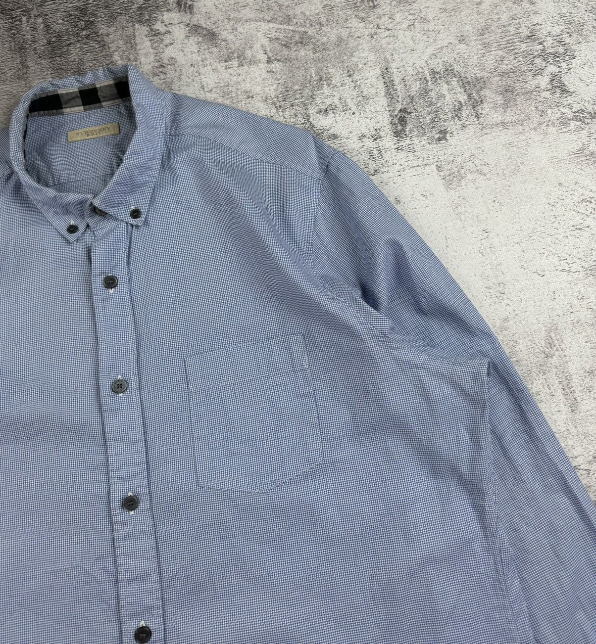 Burberry Burberry Brit London Nova Check Blue Basic Longsleeve Shirt Size US XL / EU 56 / 4 - 6 Thumbnail