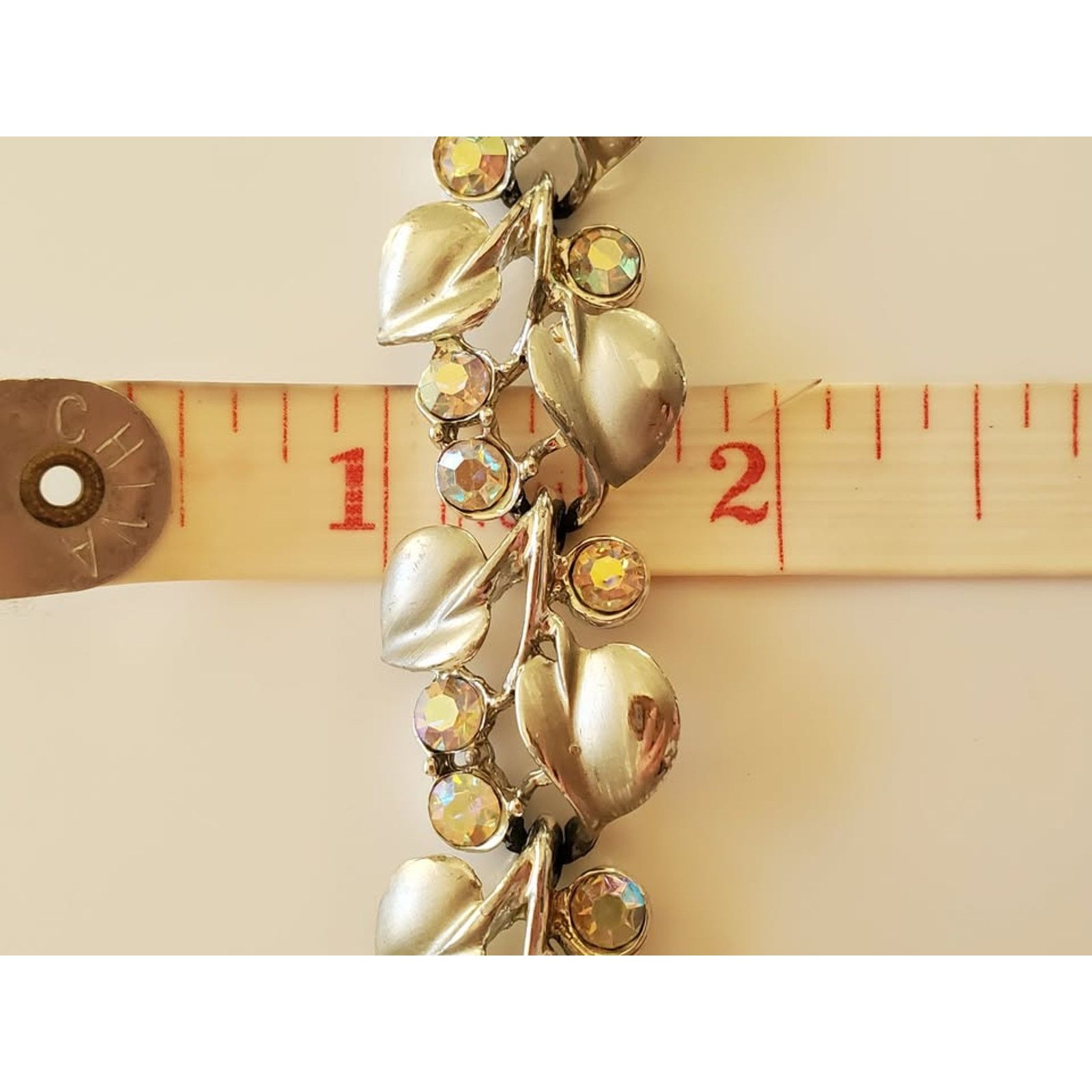 Other Vintage 1960s BSK AB Clear Rhinestone Floral Bracelet Size ONE SIZE - 6 Thumbnail