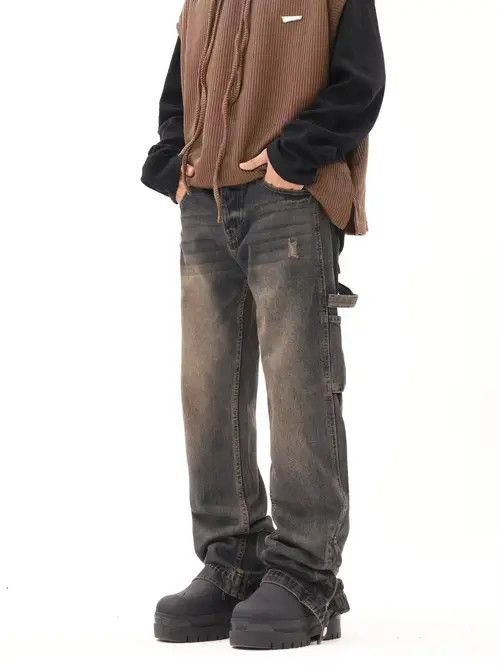 image of Vintage Hiphop Distressed Faded Carpenter Pants in Blue Fade, Men's (Size 32)