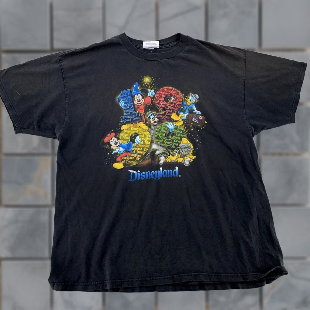 Disney VINTAGE Disney Disneyland Shirt 2XL Mickey Mouse Minnie Goofy Donald Pluto Crew Neck 90s Mens Black Graphic Print Size US XXL / EU 58 / 5 - 1 Thumbnail