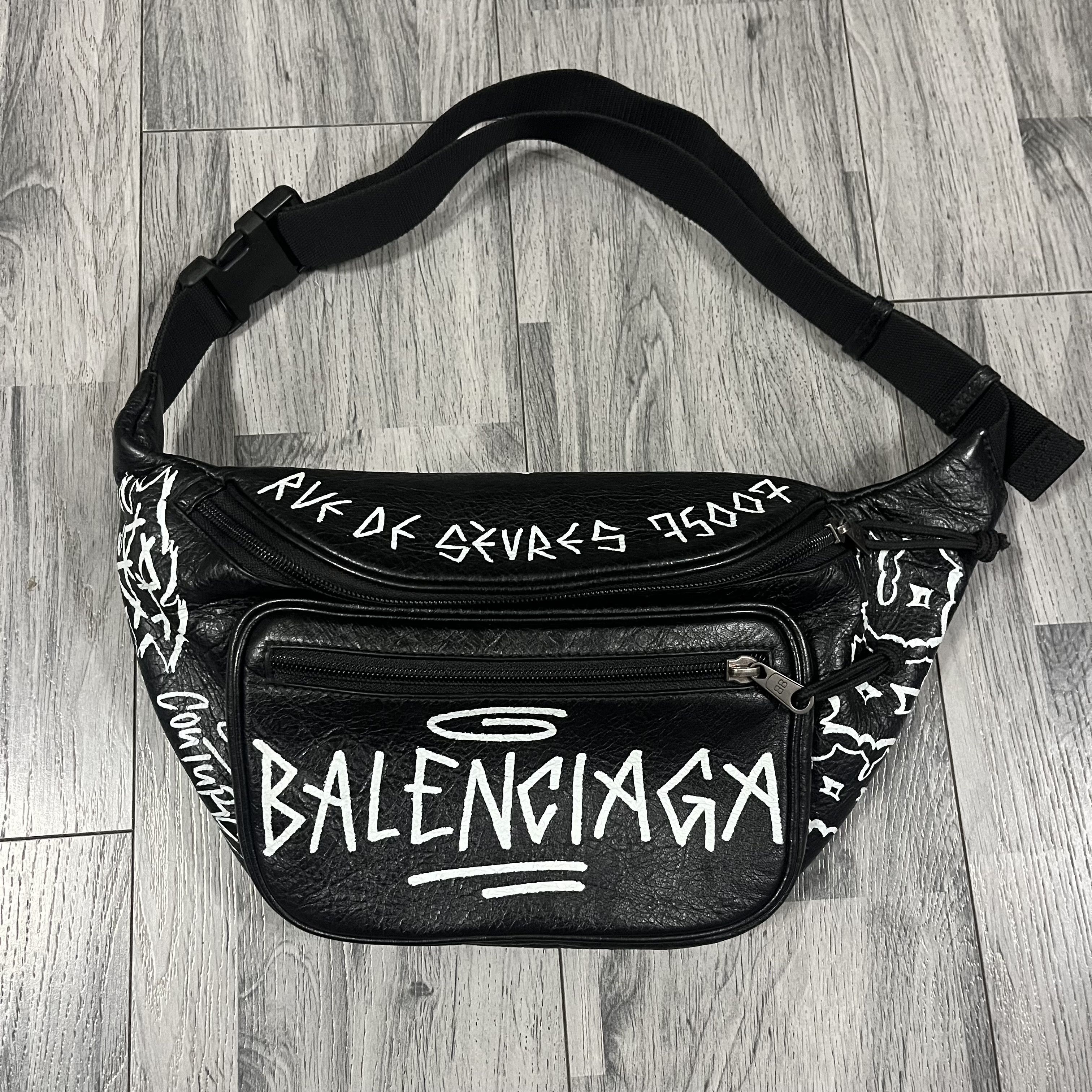 Balenciaga Balenciaga Black Graffiti Explorer Belt Bag | Grailed