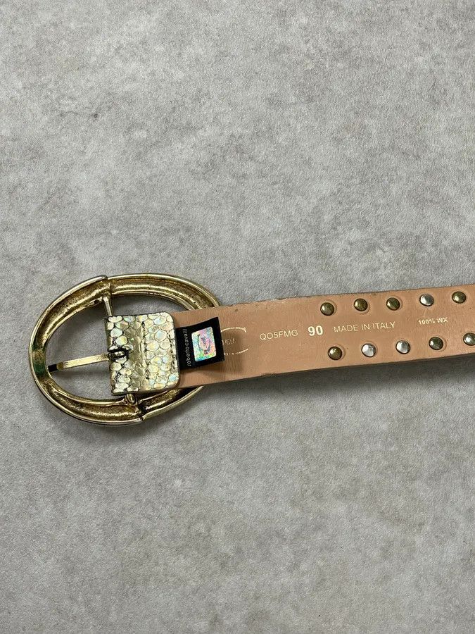 Roberto Cavalli 2000s Cavalli Golden Crocodile Effect Leather Belt Size ONE SIZE - 8 Thumbnail