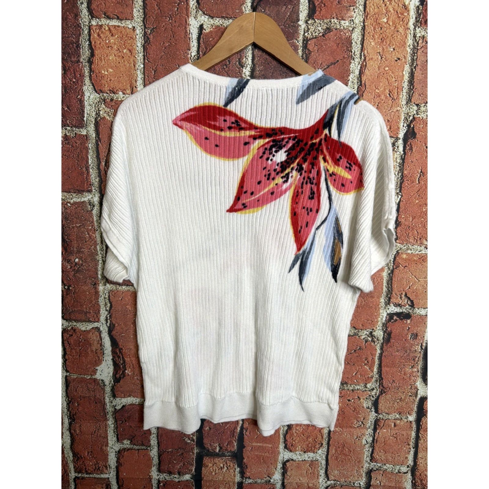 Vintage VINTAGE Chico's Shirt Womens White Pullover Floral Short Sleeve L Big Print Size L / US 10 / IT 46 - 3 Thumbnail
