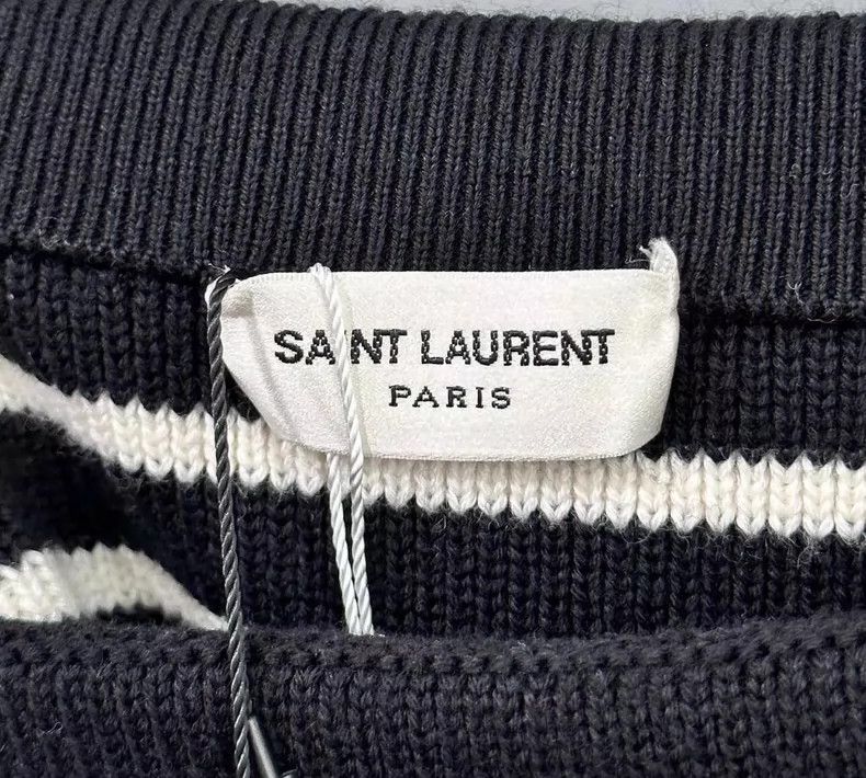 Saint Laurent Paris Saint Laurent Paris Striped one-neck off-the-shoulder knit Size S / US 4 / IT 40 - 4 Thumbnail