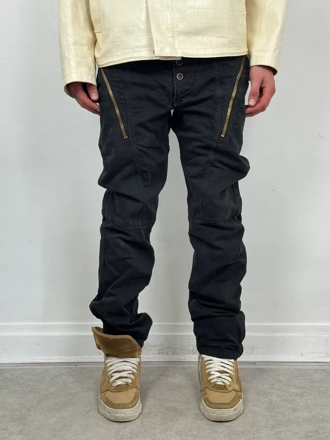 Emporio Armani Armani Black Corduroy Cargo Pants Size US 33 - 2 Thumbnail