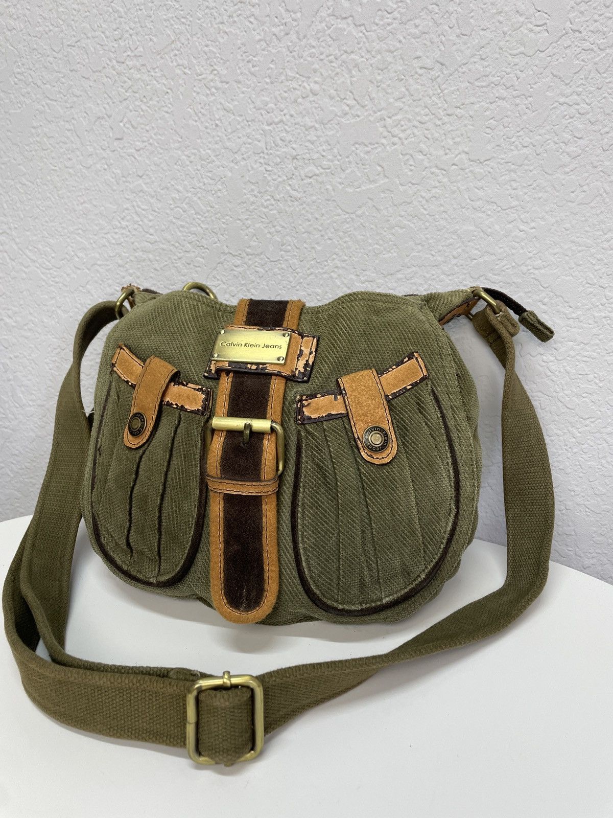 Calvin Klein Vintage Y2K Calvin Klein 00s Velvet Leather Bag Kmrii Style Size ONE SIZE - 3 Thumbnail