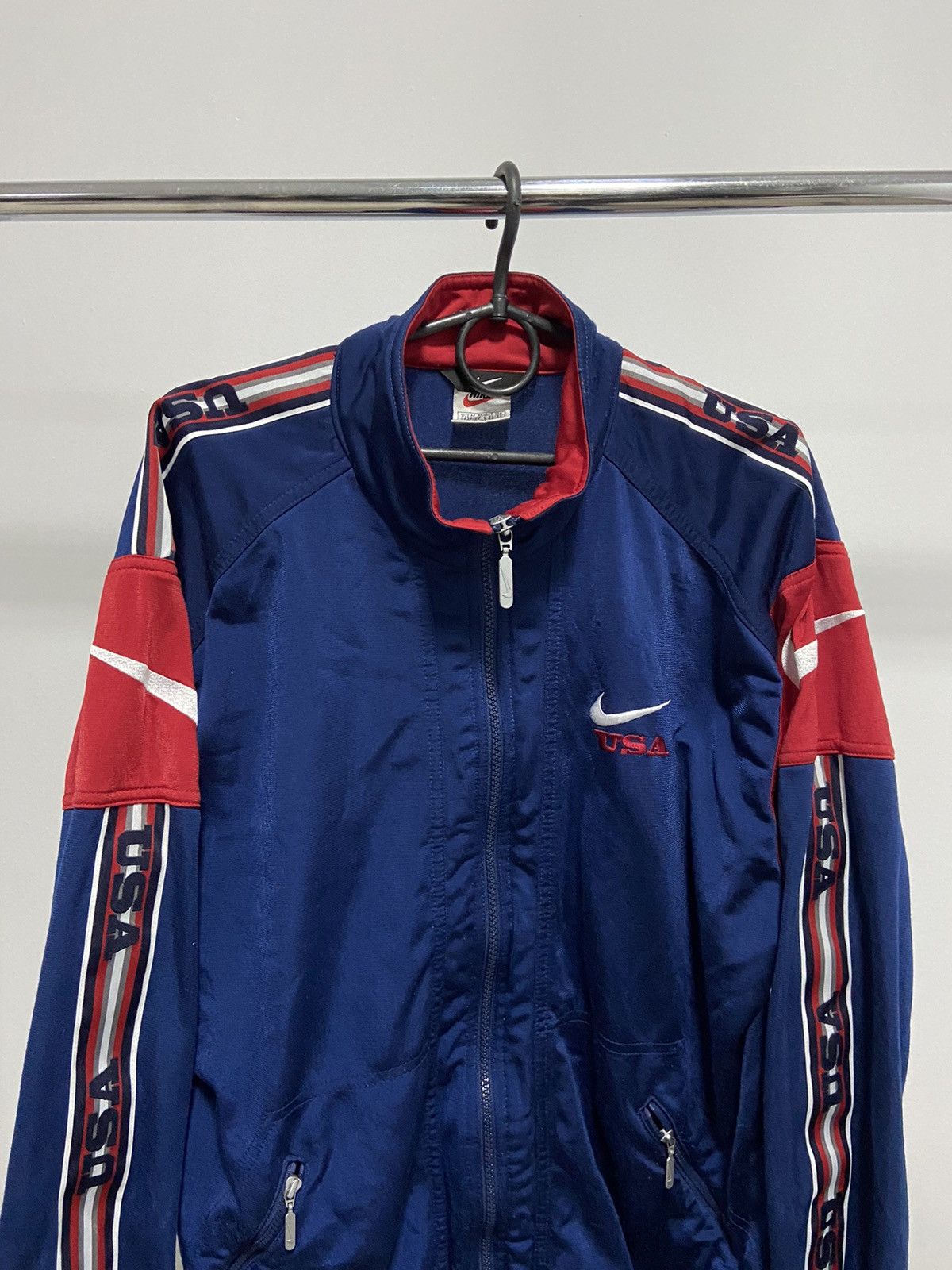 Nike × Vintage Nike USA Stripe zip sweatshirt vintage windbreaker Size US M / EU 48-50 / 2 - 2 Thumbnail