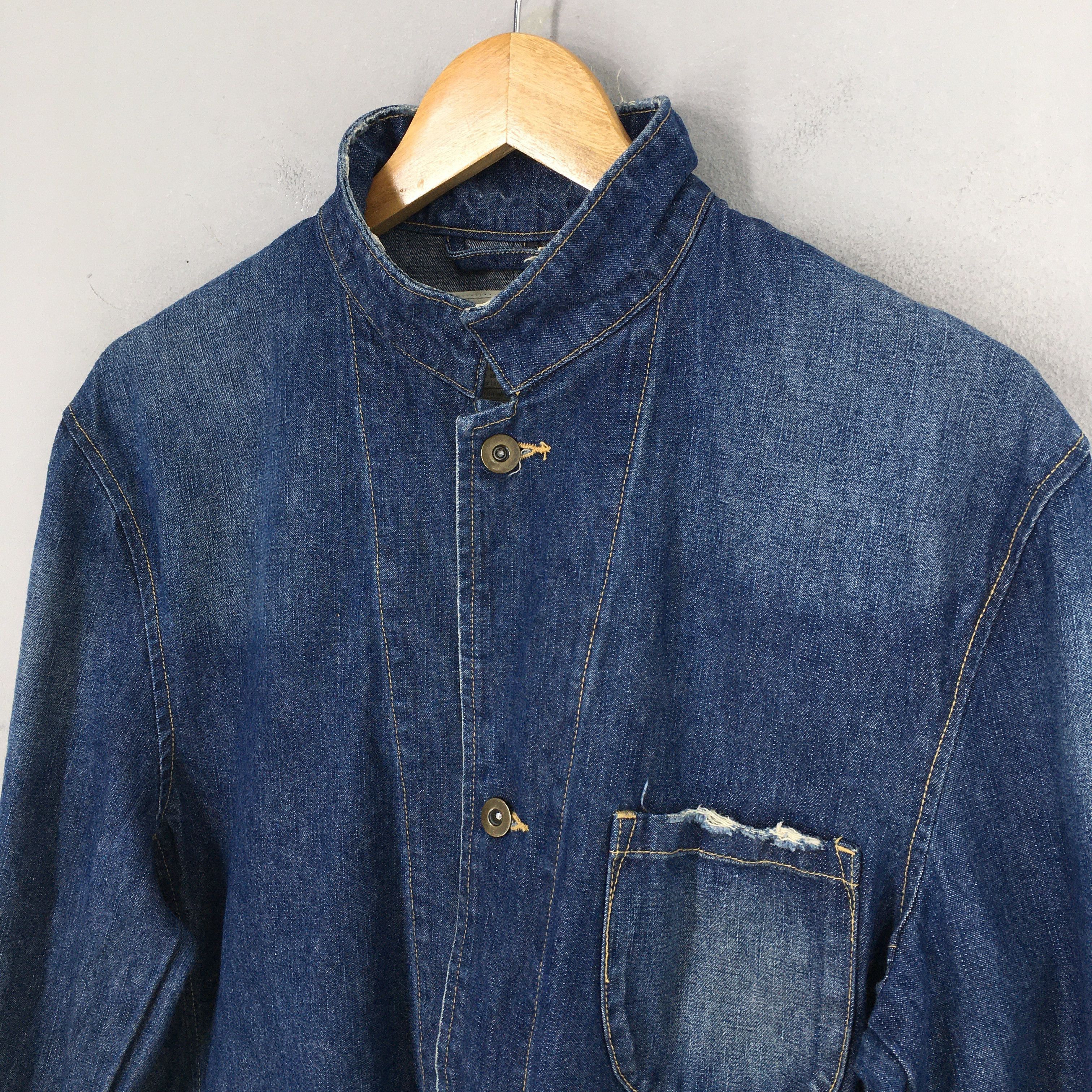 Vintage Vintage 90's Big Shark Denim Workers Blue Jeans Jacket Large Size US L / EU 52-54 / 3 - 4 Thumbnail