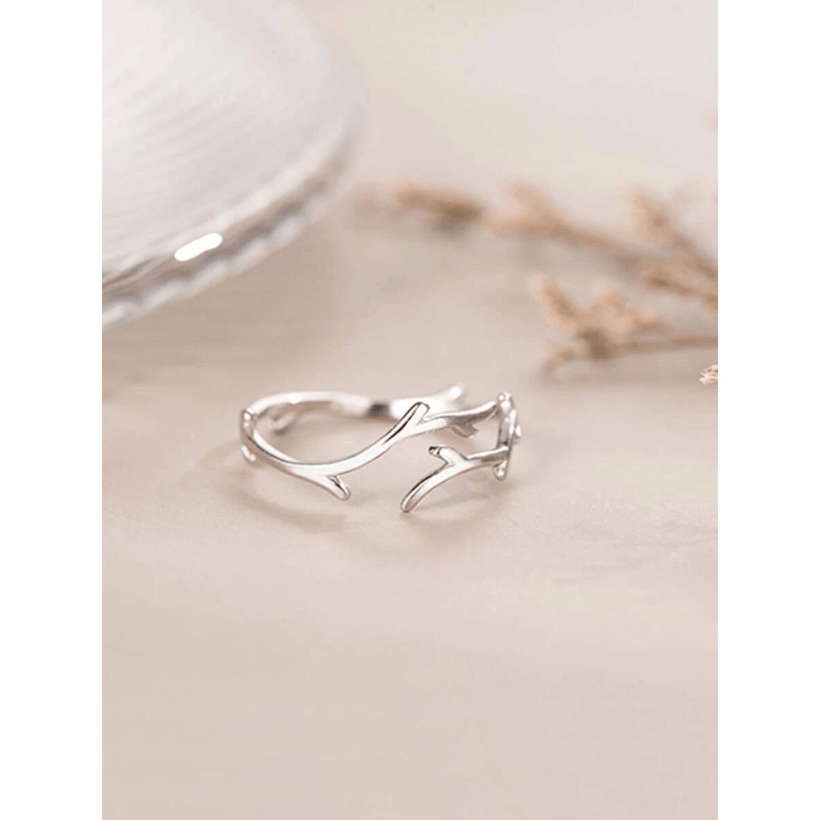 Other Women Elegant Silver Antler Branch Ring [One Size Fits Most] Size ONE SIZE - 2 Thumbnail