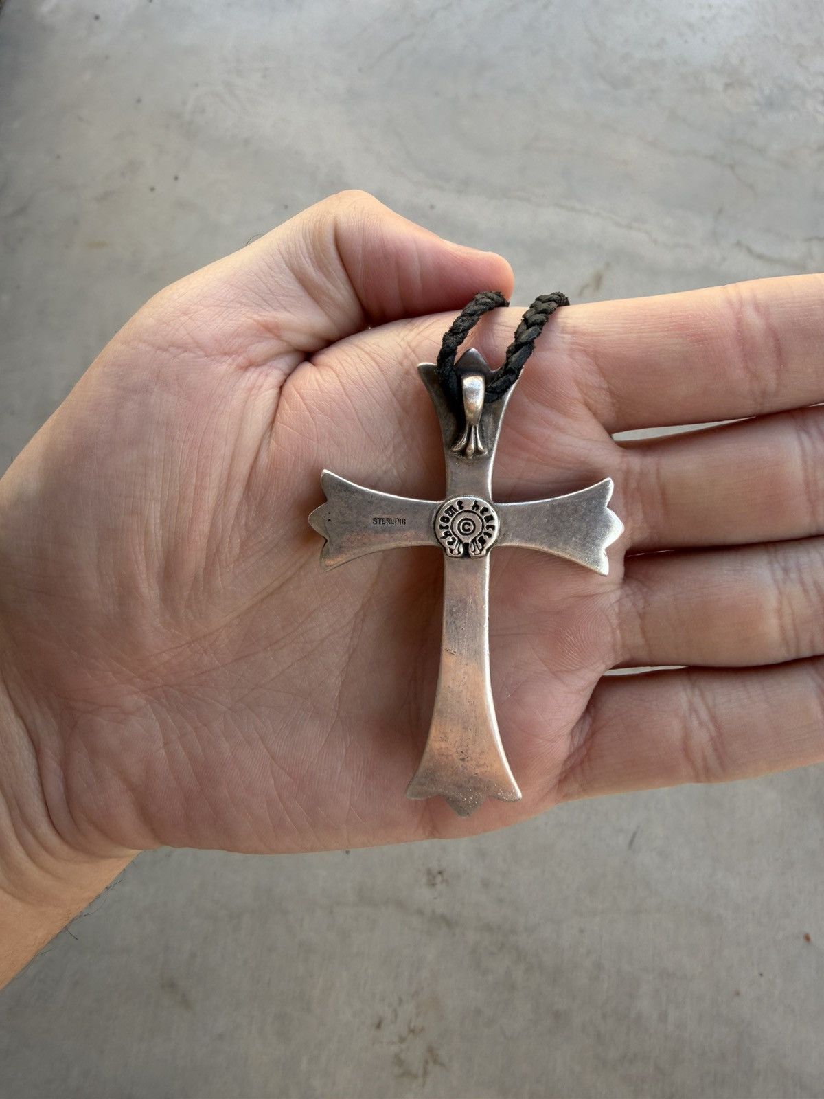 Chrome Hearts Chrome Hearts Large Cross Pendant w/ Braided Leather Chain Size ONE SIZE - 4 Thumbnail
