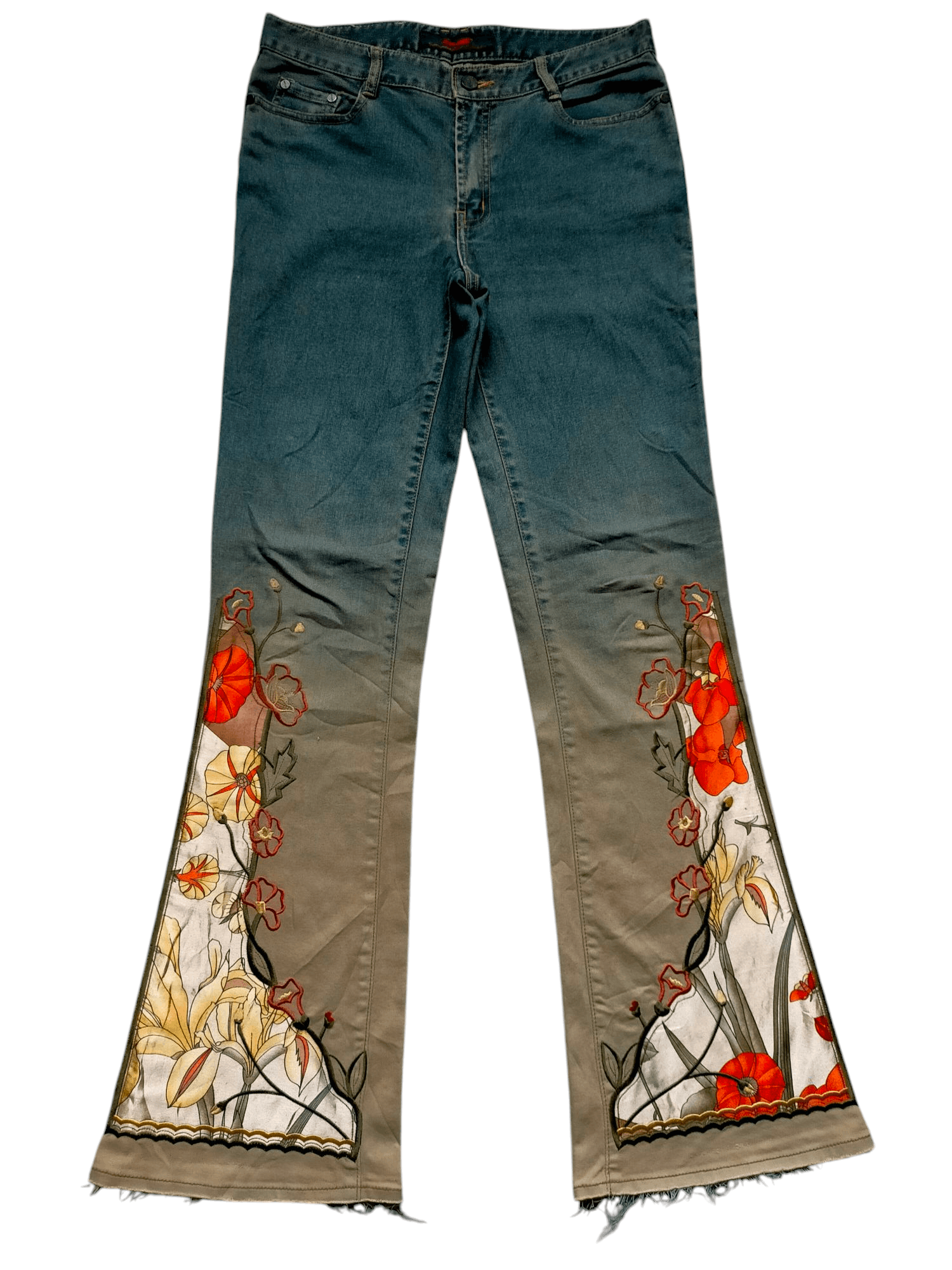 Hysteric Glamour × Japanese Brand Flare Jeans Cf line Embroidered Floral Low rise Stretch Size US 30 / EU 46 - 1 Thumbnail